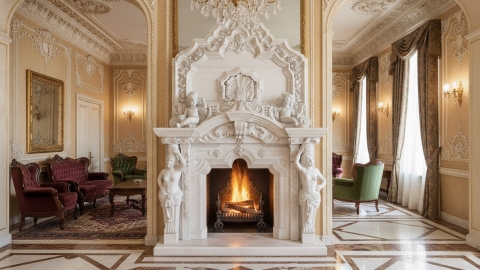 Каменный портал белого цвета для облицовки камина Neris из мрамора Bianco Extra 567111901_6