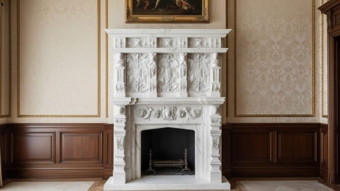 Мраморный портал белого цвета для отделки камина Neru из натурального камня Bianco Extra 568111901_3