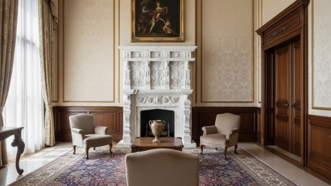 Мраморный портал белого цвета для отделки камина Neru из натурального камня Bianco Extra 568111901_4