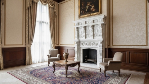 Мраморный портал белого цвета для отделки камина Neru из натурального камня Bianco Extra 568111901_5