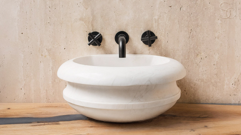Мраморная раковина Nica из белого камня Bianco Extra ИСПАНИЯ 101111111 для ванной комнаты_5