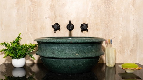 Каменная курна круглой формы Nica из зеленого мрамора Dark Green ИНДИЯ 101013121_2