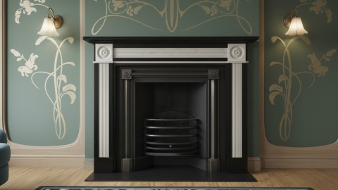 Каменный портал черного цвета для облицовки камина Norma M5 из гранита Absolute Black 169116405_5