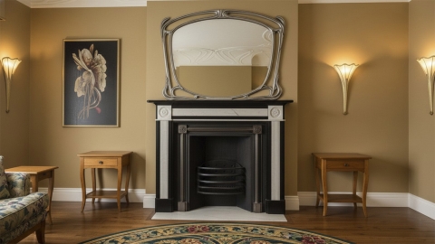 Каменный портал черного цвета для облицовки камина Norma M5 из гранита Absolute Black 169116405_8