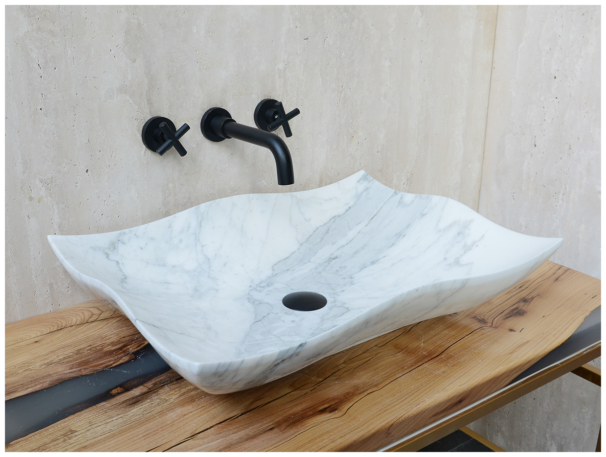 Мраморная раковина Ola M2 из белого камня Statuario ИТАЛИЯ 027145112 для ванной комнаты_3