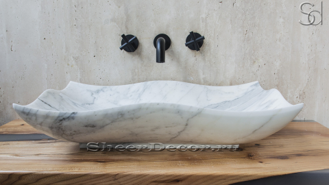 Мраморная раковина Ola M2 из белого камня Statuario ИТАЛИЯ 027145112 для ванной комнаты_2