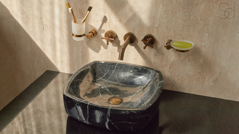Мраморная раковина Olivia из черного камня Nero Marquina ИСПАНИЯ 117018111 для ванной комнаты_12