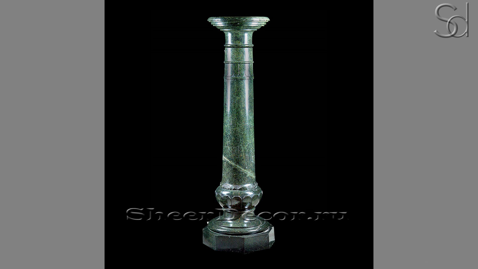 Мраморная колонна Olven из камня Verde Lotus в сборе _1