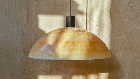Каменный подвесной светильник Orbit 4015 Pendant из оникса желтый Honey Onyx_2