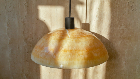 Каменный подвесной светильник Orbit 4015 Pendant из оникса желтый Honey Onyx_4