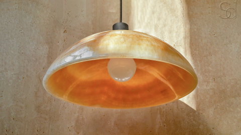 Каменный подвесной светильник Orbit 4015 Pendant из оникса желтый Honey Onyx_6