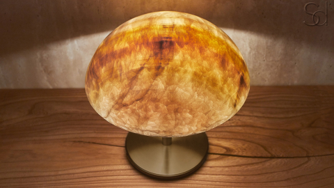 Каменный настольный светильник Orbit 4015 из оникса желтый Honey Onyx_5