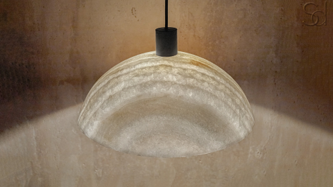 Каменный подвесной светильник Orbit 4015 Pendant из оникса белый White Honey_3