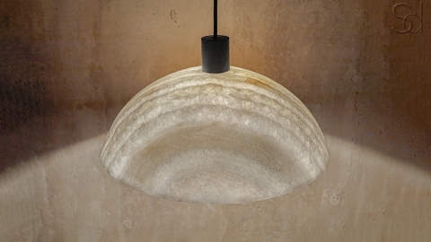 Каменный подвесной светильник Orbit 4015 Pendant BL из белого оникса White Honey_3