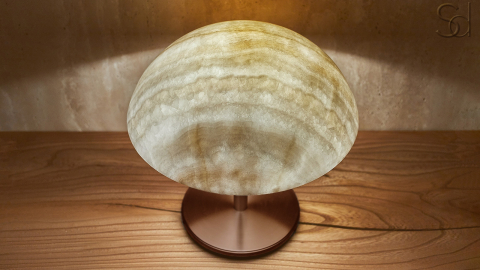 Каменный настольный светильник Orbit 4015 из оникса белый White Honey_5