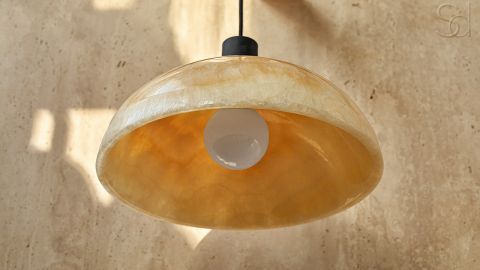 Подвесной светильник Orbit Pendant из камня оникса Honey Onyx_6