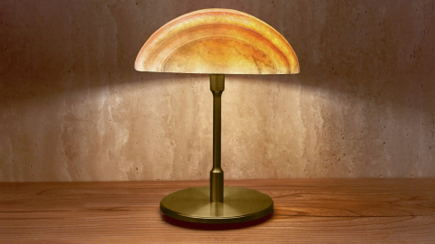 Каменный настольный светильник Orbit из оникса желтый Honey Onyx_1