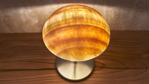 Каменный настольный светильник Orbit из оникса желтый Honey Onyx_5
