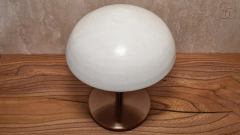 Каменный настольный светильник Orbit из белого мрамора Snow Crystal в сборе _6
