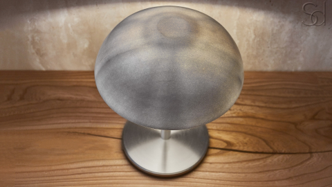 Каменный настольный светильник Orbit из белого мрамора Snow Crystal в сборе _5