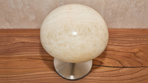 Каменный настольный светильник Orbit из оникса белый White Honey_6