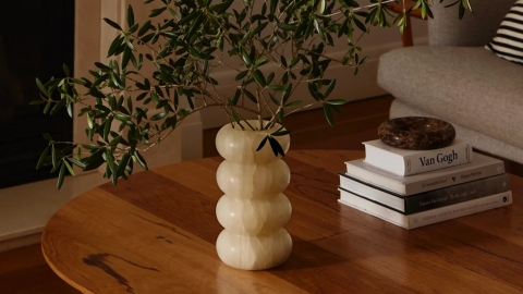 Каменная стакан круглой формы OrugaFlorero из желтого камня Honey Onyx_3