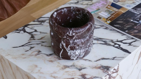 Мраморная стакан круглой формы OrugaFlorero из красного камня Rosso Ducale_2