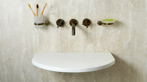 Пристенная столешница для ванную Ovtop из мрамора Bianco Extra_2
