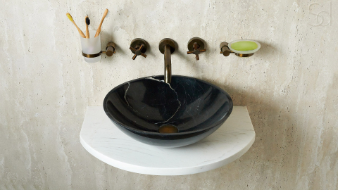 Пристенная столешница для ванную Ovtop из мрамора Bianco Extra_4