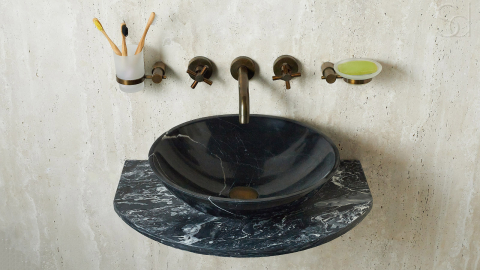 Пристенная столешница для ванную Ovtop из мрамора Nero Marquina_7