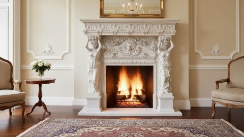 Мраморный портал белого цвета для отделки камина Padma из натурального камня Bianco Extra 594111901_2