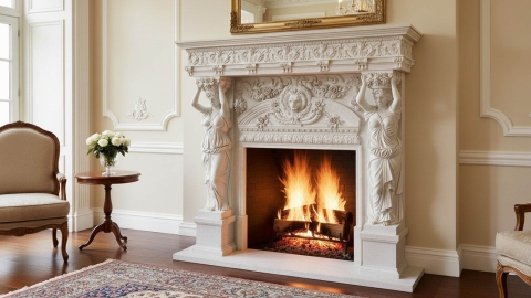 Мраморный портал белого цвета для отделки камина Padma из натурального камня Bianco Extra 594111901_3