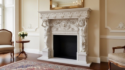 Мраморный портал белого цвета для отделки камина Padma из натурального камня Bianco Extra 594111901_5