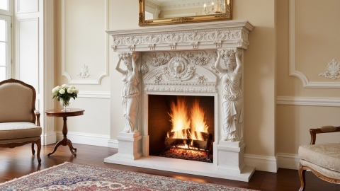 Мраморный портал белого цвета для отделки камина Padma из натурального камня Bianco Extra 594111901_6