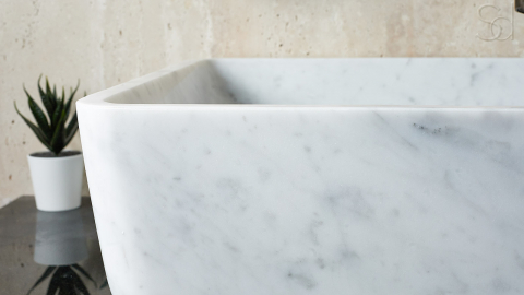 Белая раковина Palum M7 из натурального мрамора Bianco Carrara ИТАЛИЯ 028005117 для ванной комнаты_4