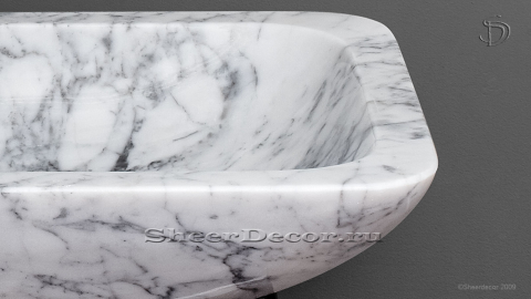 Белая раковина Palum из натурального мрамора Bianco Carrara ИТАЛИЯ 028005111 для ванной комнаты_2