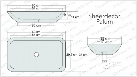 Мраморная раковина Palum из серого камня Statuarietto ИТАЛИЯ 028161111 для ванной комнаты_1