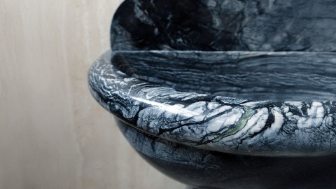 Мраморная курна круглой формы Paulin из коричневого мрамора Silver Wave Brown ИТАЛИЯ 001302121_4