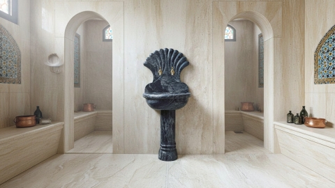 Мраморная курна круглой формы Paulin из коричневого мрамора Silver Wave Brown ИТАЛИЯ 001302121_5