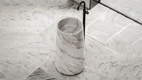 Белая раковина с пьедесталом Pera из натурального мрамора Bianco Carrara ИТАЛИЯ 000005171 для  комнаты_4