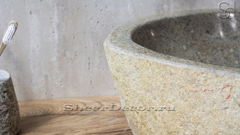 Раковина для ванной Piedra M218 из речного камня  Beige ИНДОНЕЗИЯ 00501111218_3