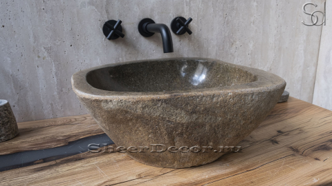 Раковина для ванной Piedra M219 из речного камня  Beige ИНДОНЕЗИЯ 00501111219_4