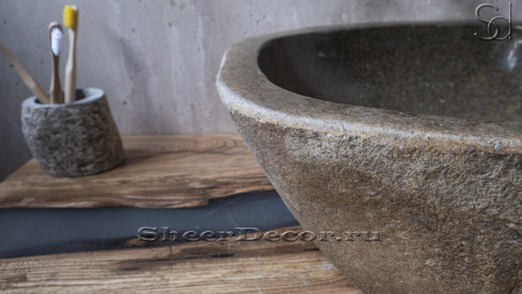 Раковина для ванной Piedra M219 из речного камня  Beige ИНДОНЕЗИЯ 00501111219_7