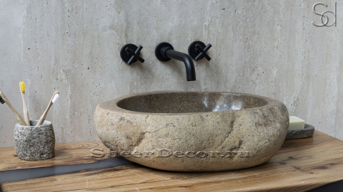 Раковина для ванной Piedra M222 из речного камня  Beige ИНДОНЕЗИЯ 00501111222_4