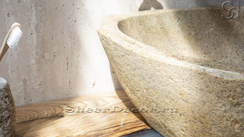 Раковина для ванной Piedra M237 из речного камня  Beige ИНДОНЕЗИЯ 00501111237_3