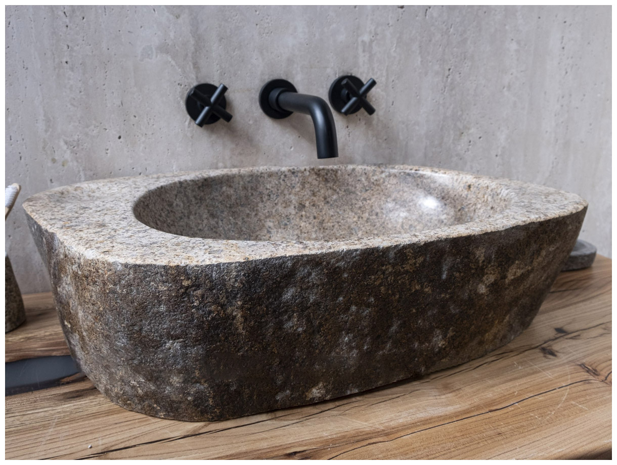 Раковина для ванной Piedra M238 из речного камня  Beige ИНДОНЕЗИЯ 00501111238_4