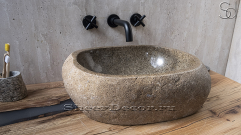 Раковина для ванной Piedra M239 из речного камня  Beige ИНДОНЕЗИЯ 00501111239_1