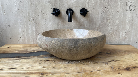 Раковина для ванной Piedra M300 из речного камня  Beige ИНДОНЕЗИЯ 00501111300_2