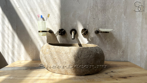 Раковина для ванной Piedra M295 из речного камня  Beige ИНДОНЕЗИЯ 00501111295_2