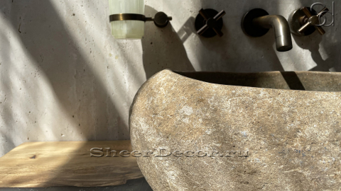 Раковина для ванной Piedra M295 из речного камня  Beige ИНДОНЕЗИЯ 00501111295_4